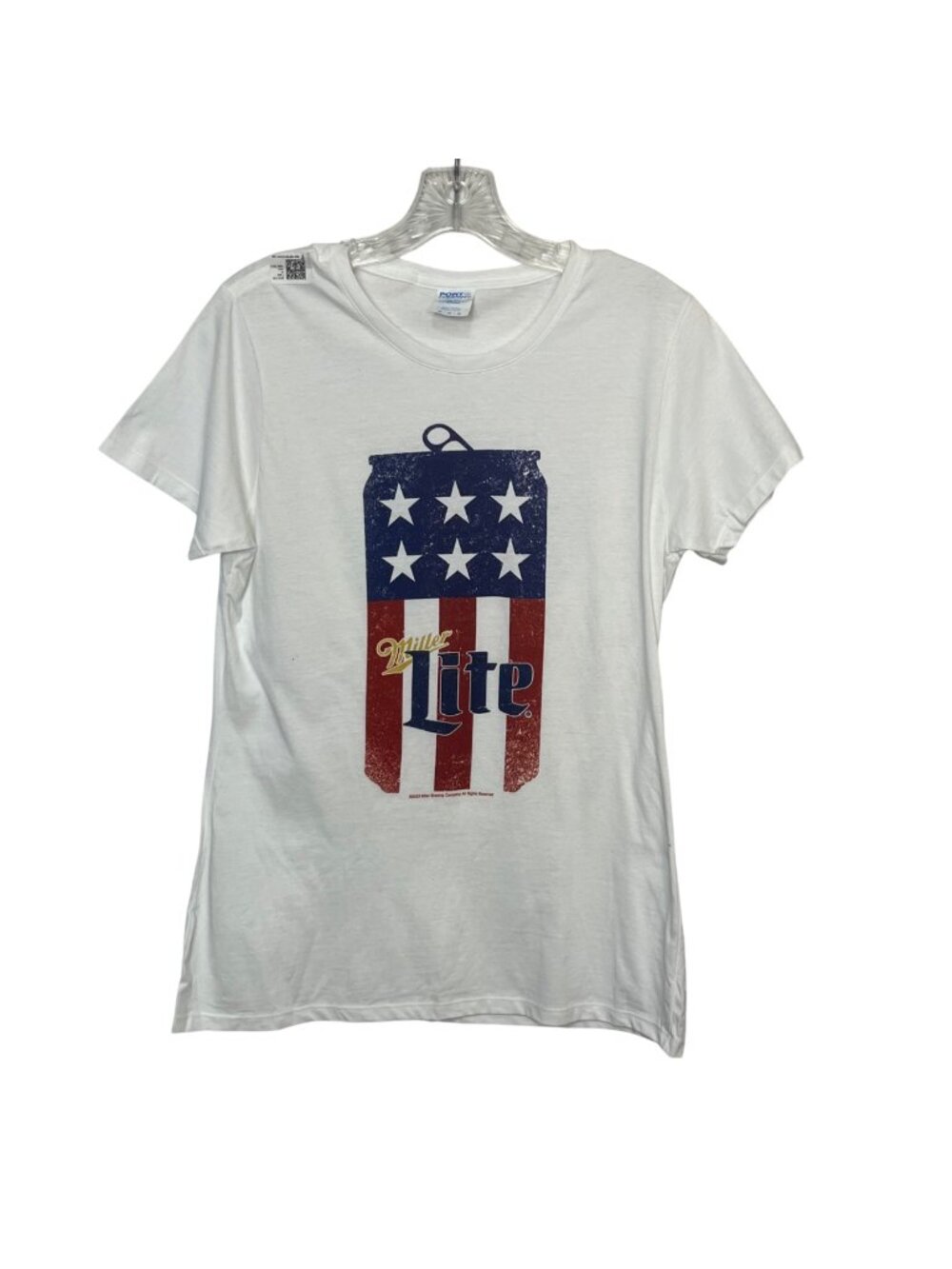 Miller Lite American‎ Flag Tshirt Womens Medium White Port & Company